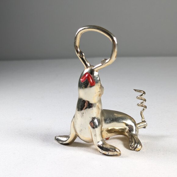 Vintage metal sea lion bottle opener and corkscrew - Picture 3 of 8